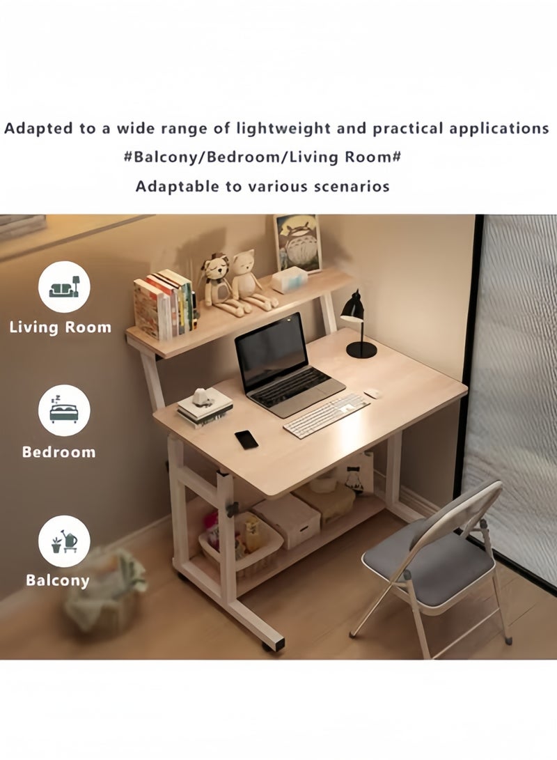 جيجيرو مكتب كمبيوتر منزلي متعدد الأغراض مع رف تخزين ورف كتب بتصميم موفر للمساحة للمنزل والمكتب 80 * 40 سم سطح مكتب، ارتفاع قابل للتعديل 65-80 سم، خشب - Image 4